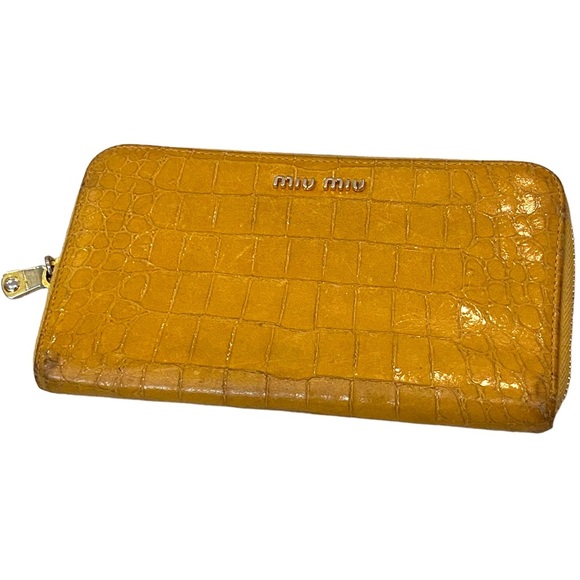 Miu Miu Handbags - Miu Miu yellow leather croc embossed zippy zip around Long wallet